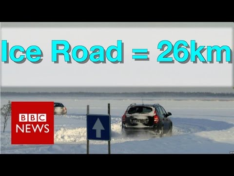 How to drive along a 26km ice road - BBC News