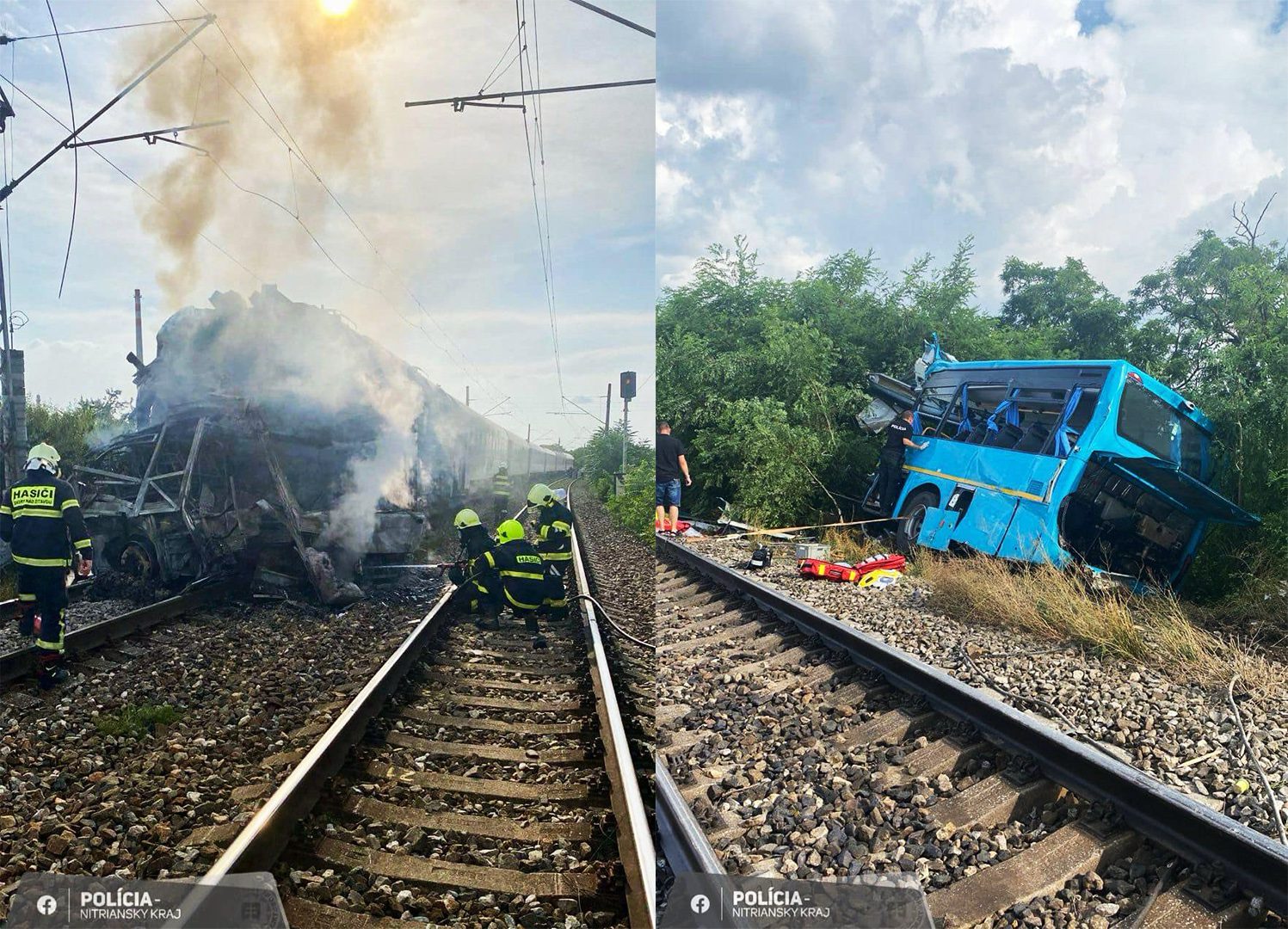 Fotografia z miesta nehody, ako ich zverejnil Policajný zbor SR na Facebooku