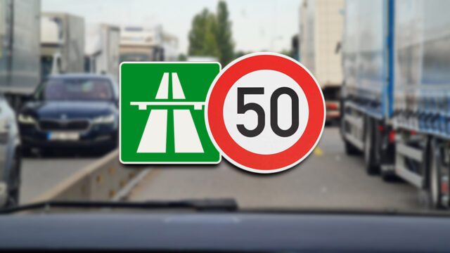 Rýchlostné obmedzenie na max. 50 km/h na diaľnici, ilustračné foto